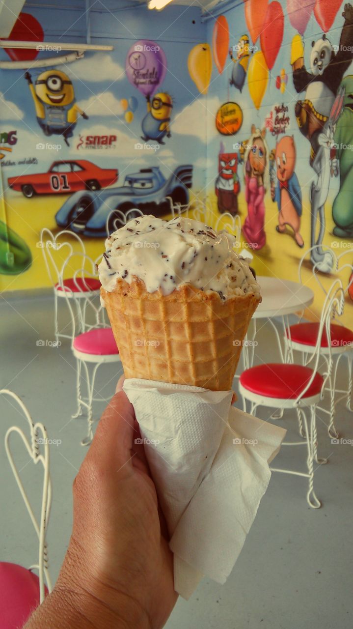 Toasted coconut in a waffle cone! Yum!