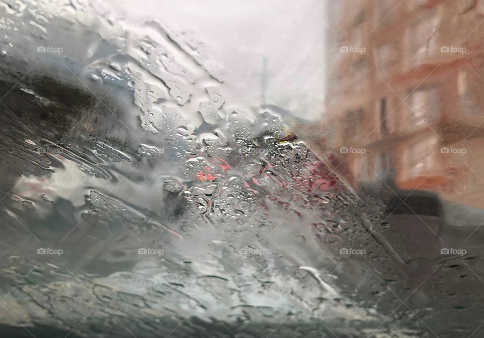 Rain on windshield 