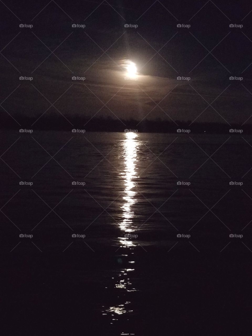 Altered photo  Moon reflection on the River