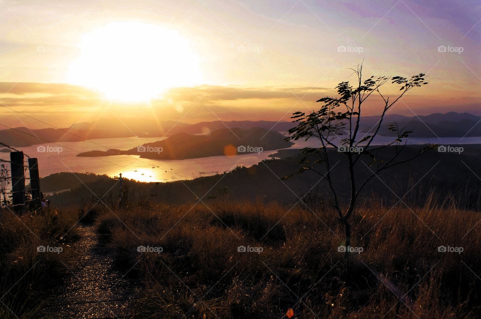 Sunset view from the mountain top