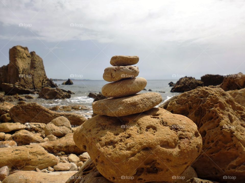 Stack of rock on beach