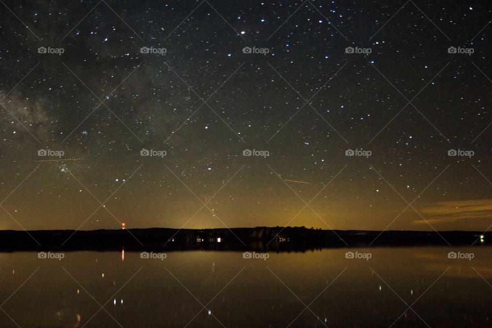 View michigan lake and stars at night