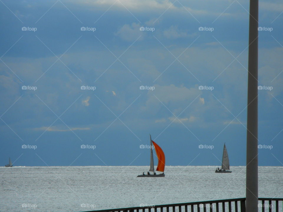 Red sail and the sea