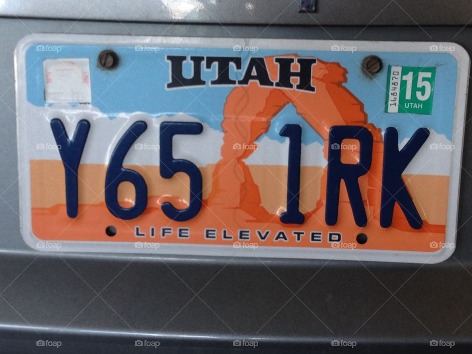 Utah car license plate