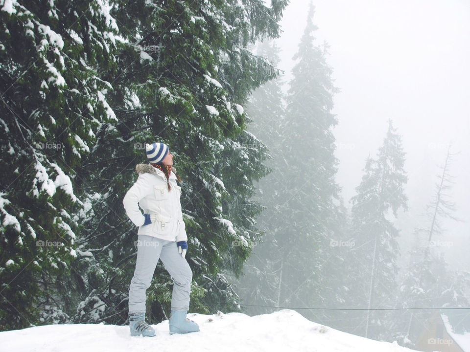 Girl near pine-tree