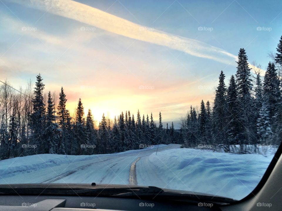 Sunset while driving 