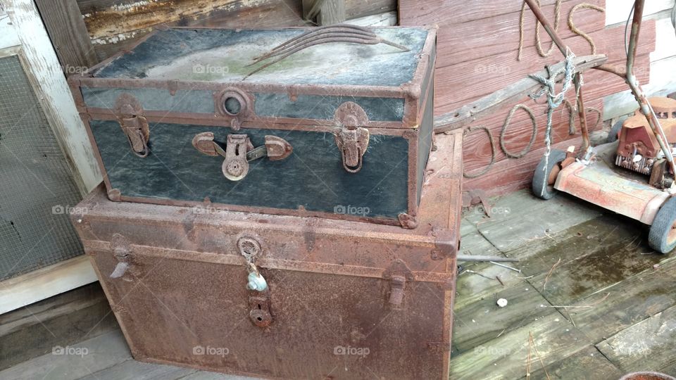 old chests out side old house