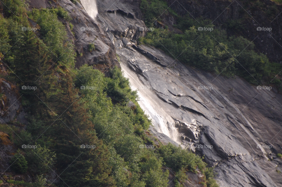 alaska trees waterfall mountainside by cwassi