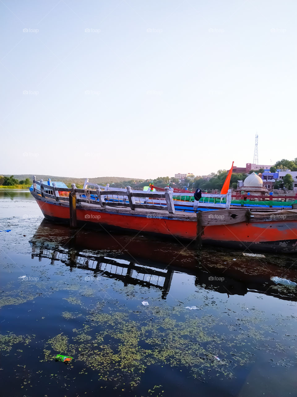 Long - tail boat transported tourists in the river