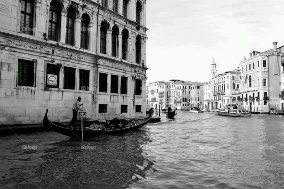 Gondola on the Grand. the grand canal in Venice, Italy 