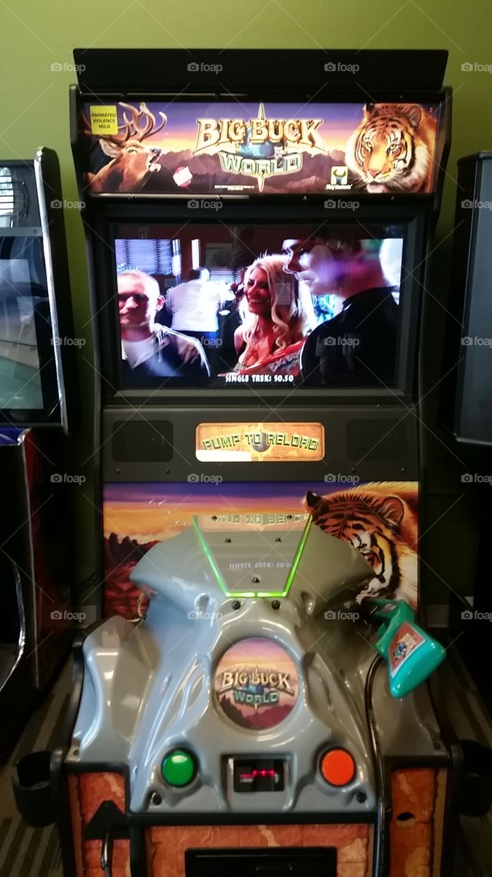 Arcade video gaming machine.