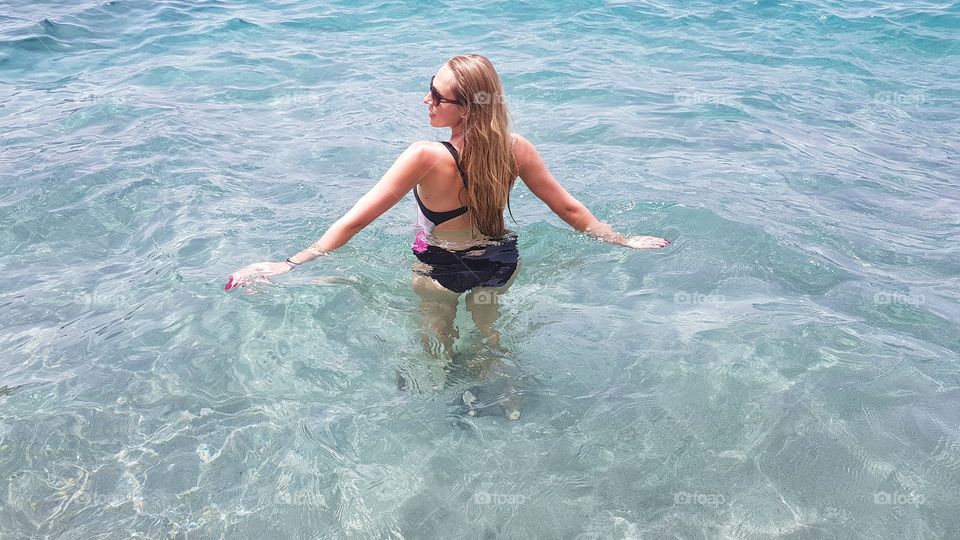 woman in the Atlantic ocean on tenerife canary island in Spain