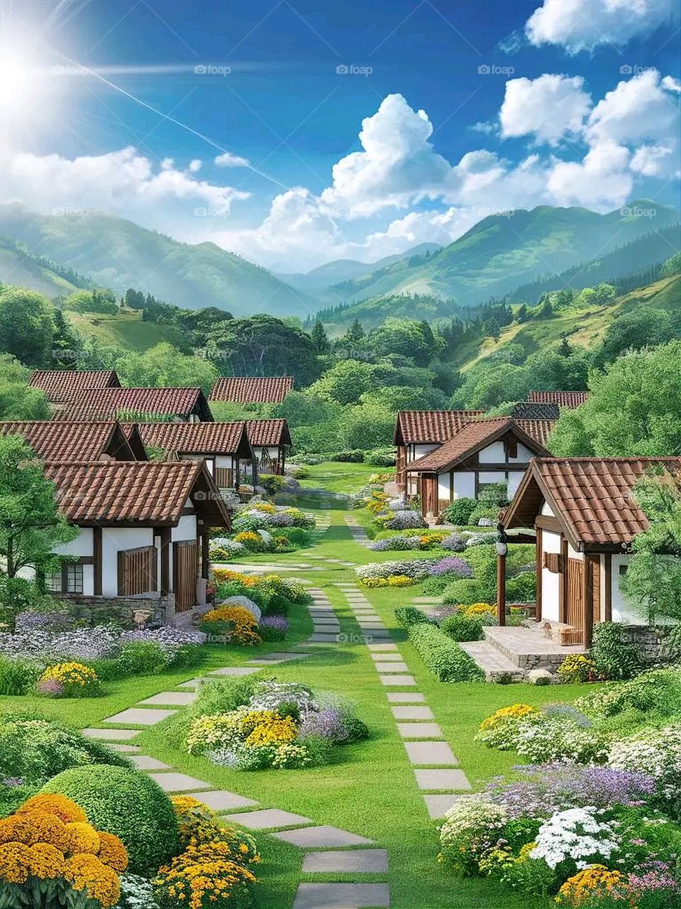 Glory be to God, the magnificent and picturesque view and the natural green trees are a view that is nothing more wonderful than it