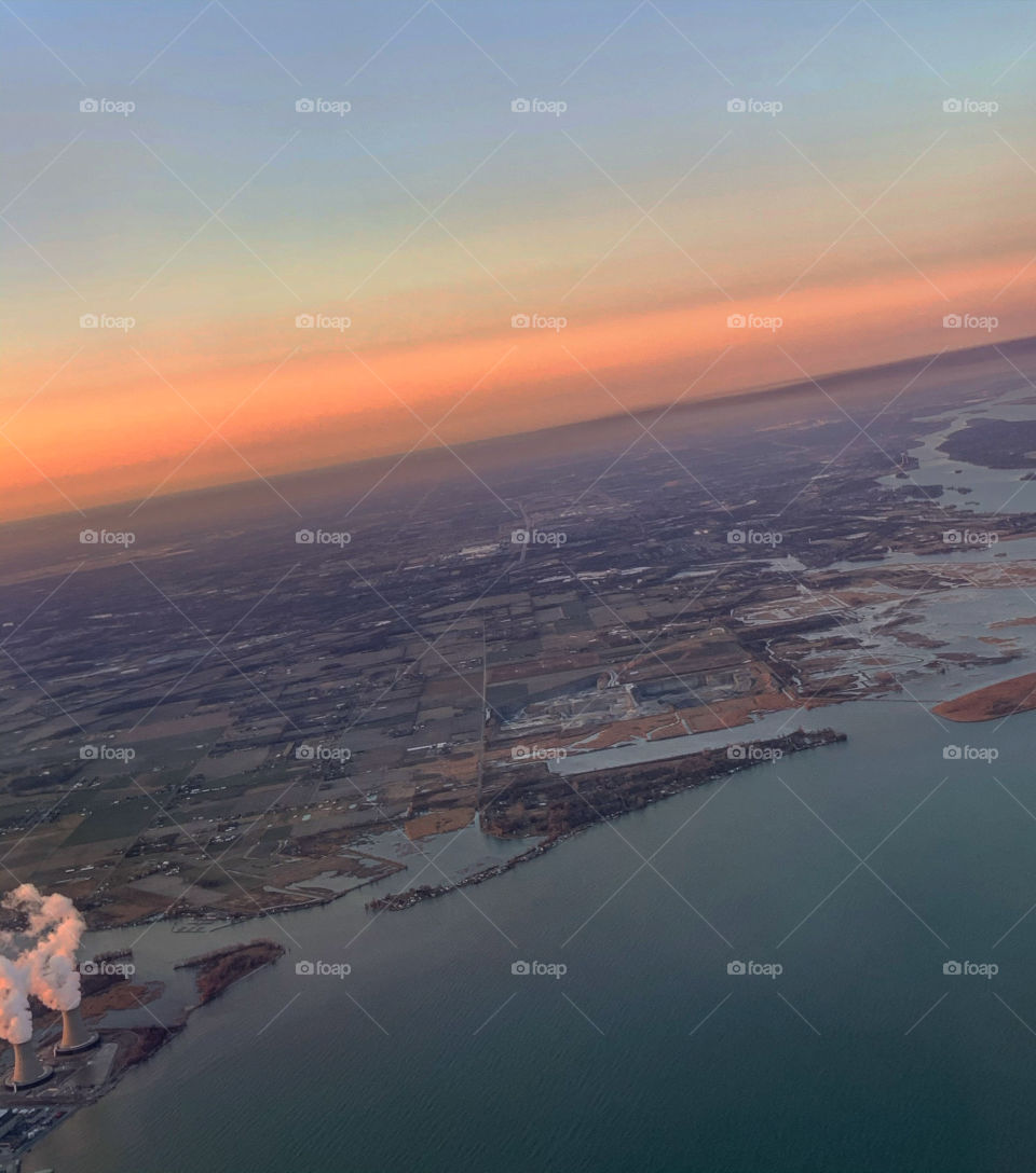 The sunset and smog of Metro Detroit 