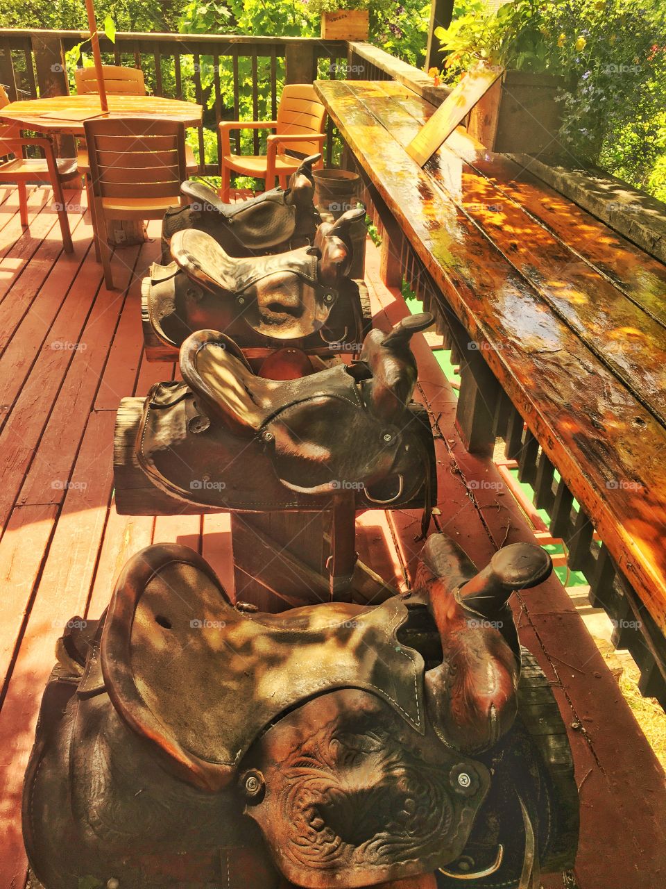 Horse Saddle bar stools, Winthrop, WA