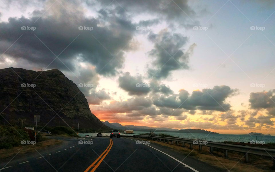 Sunset in Waimanalo, Hawaii