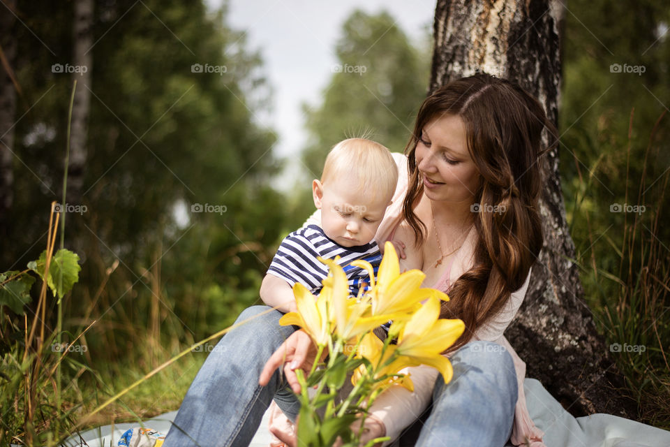Portrait of a mother and son