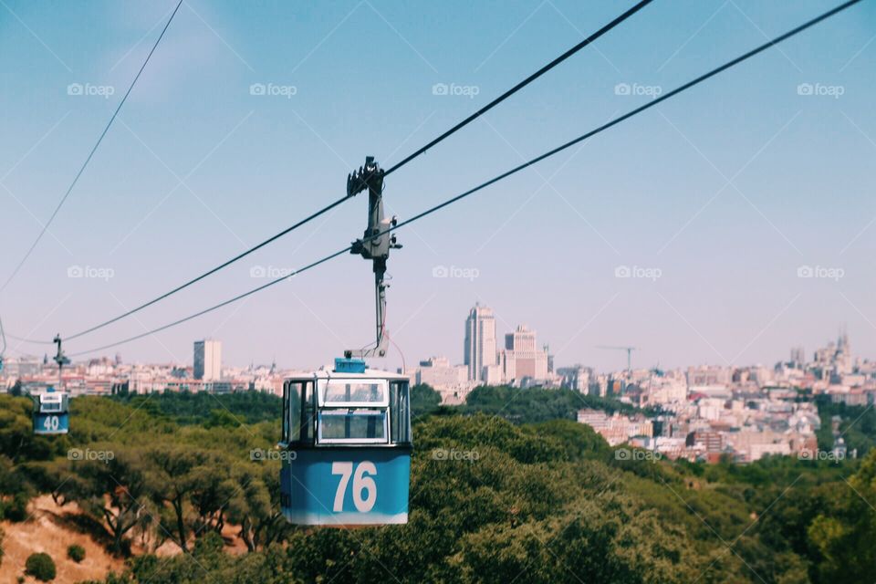 Cable cars ride in Madrid