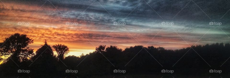 glorious sunset over field