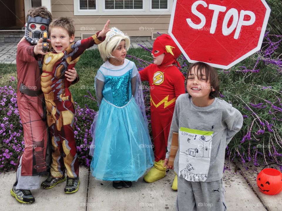 Kids In Halloween Costumes. Trick Or Treaters