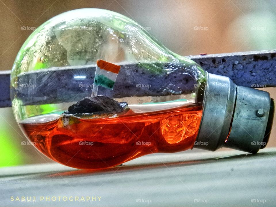 Indian flag inside lamp