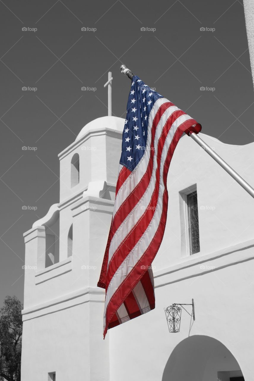 Building and flag