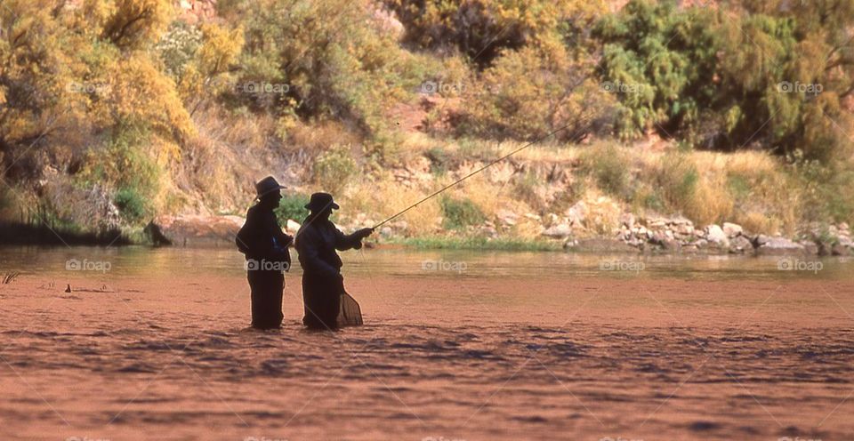 Fly fishing silhouettes 