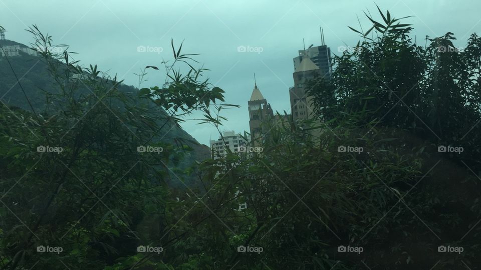 The Hong Kong City view from the last stop DOWN The Tram from-Victoria Peak in April 2019. 