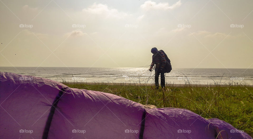 Paraglider on the beach