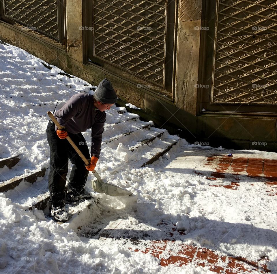 Shoveling Snow, Central Park, New York City 