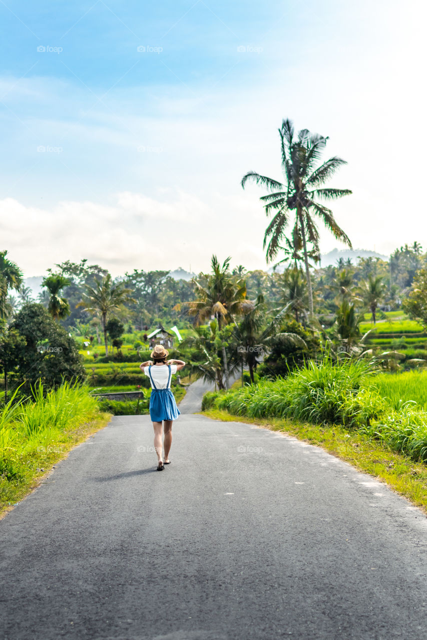 Girl explores Bali island.