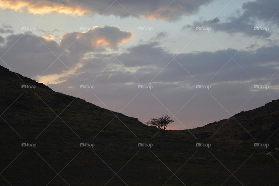 beautiful Sunset landscape with clouds