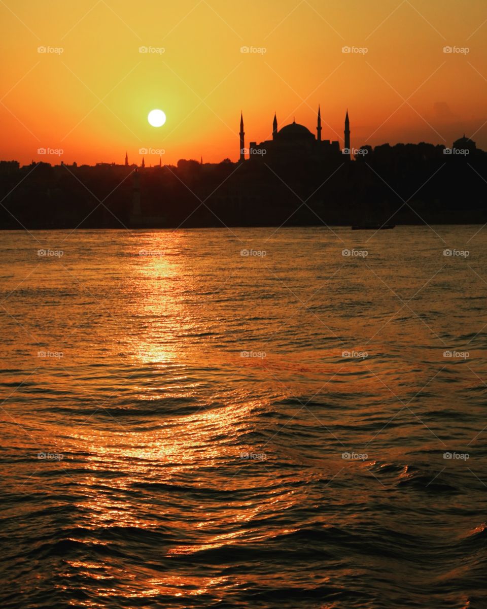 Sunset and mosque 