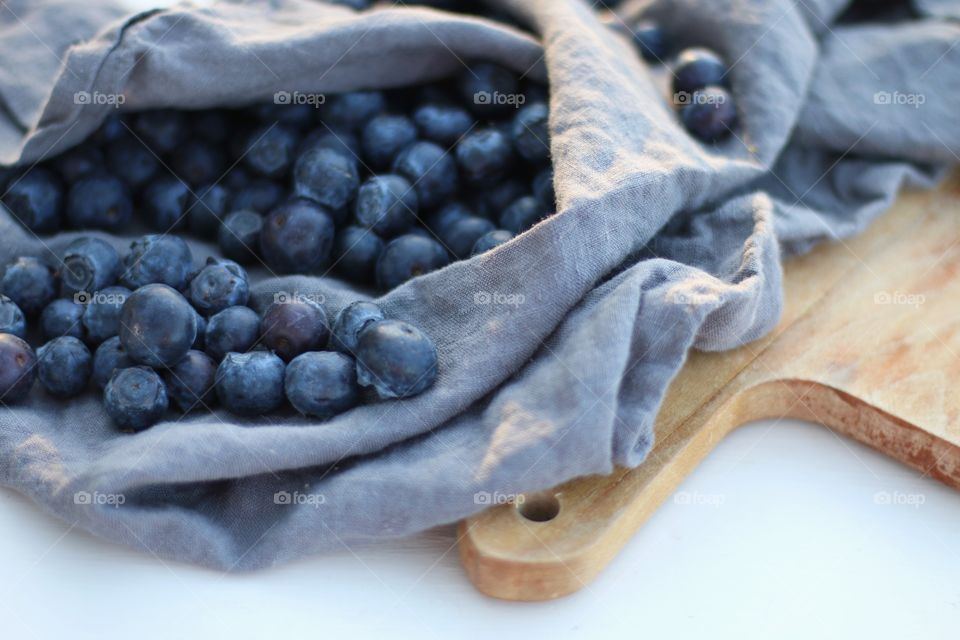 Blueberries in cloth