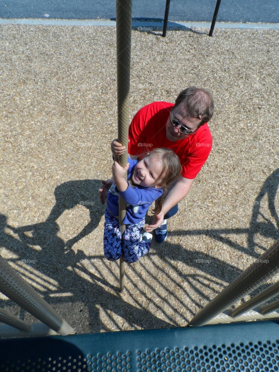 Learning to slide down a pole with Daddy