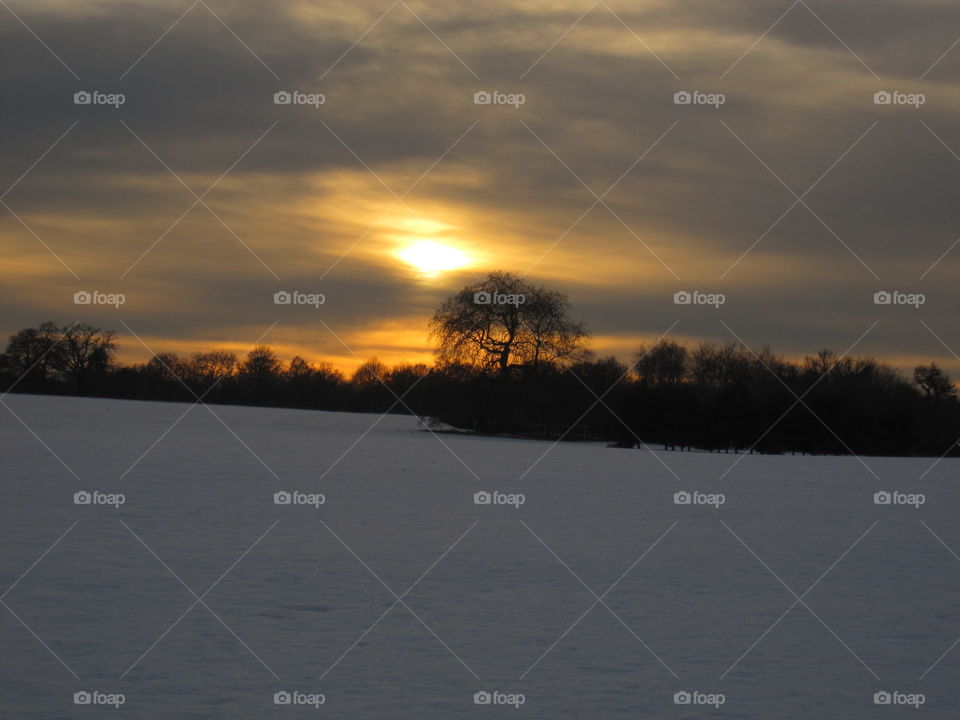 Landscape, Winter, Snow, Dawn, Sunset