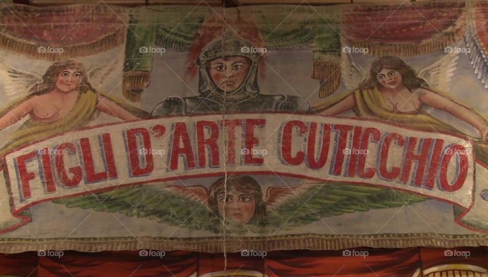 Teatro dell'opera dei pupi dei Fratelli Cuticchio, insegna. Palermo