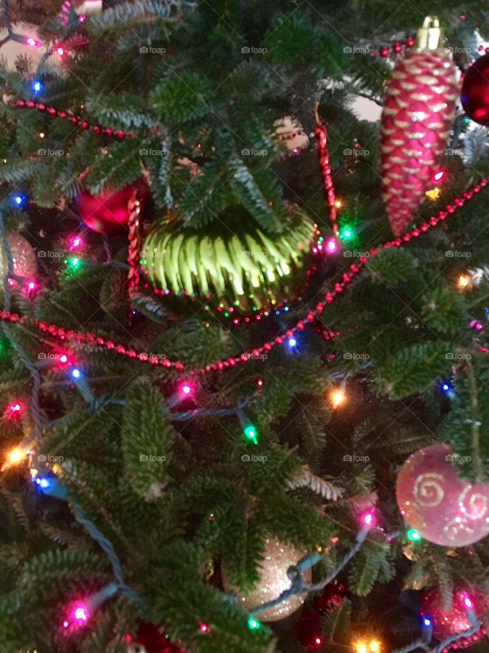 Christmas Ornaments Hanging on the Tree