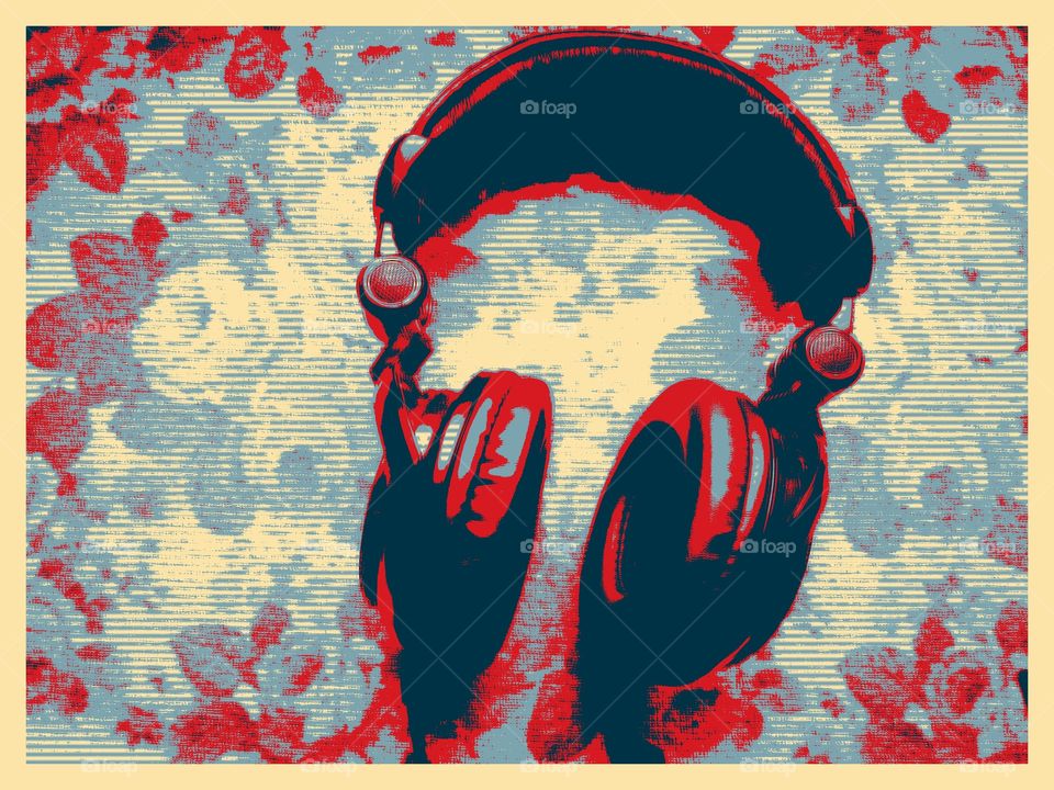 Headphones Pop Art Style