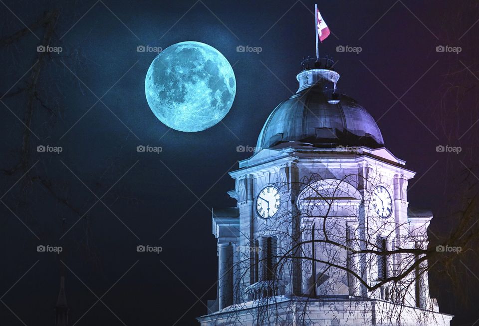 Tower by the full moon 