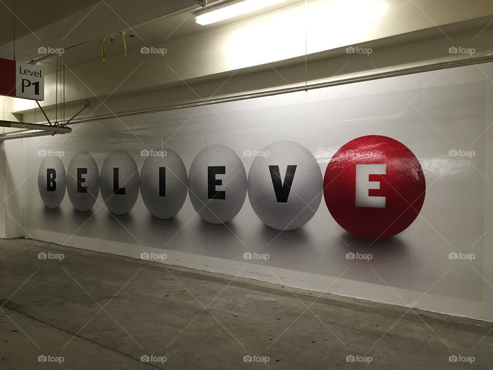 Believe sign in the parking lot next to Staples Center ... #GKG