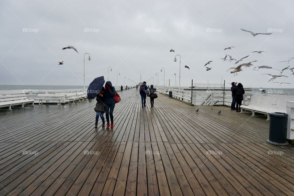 Dreadful Windy and Wet Rainy Day on Sopot Pier 