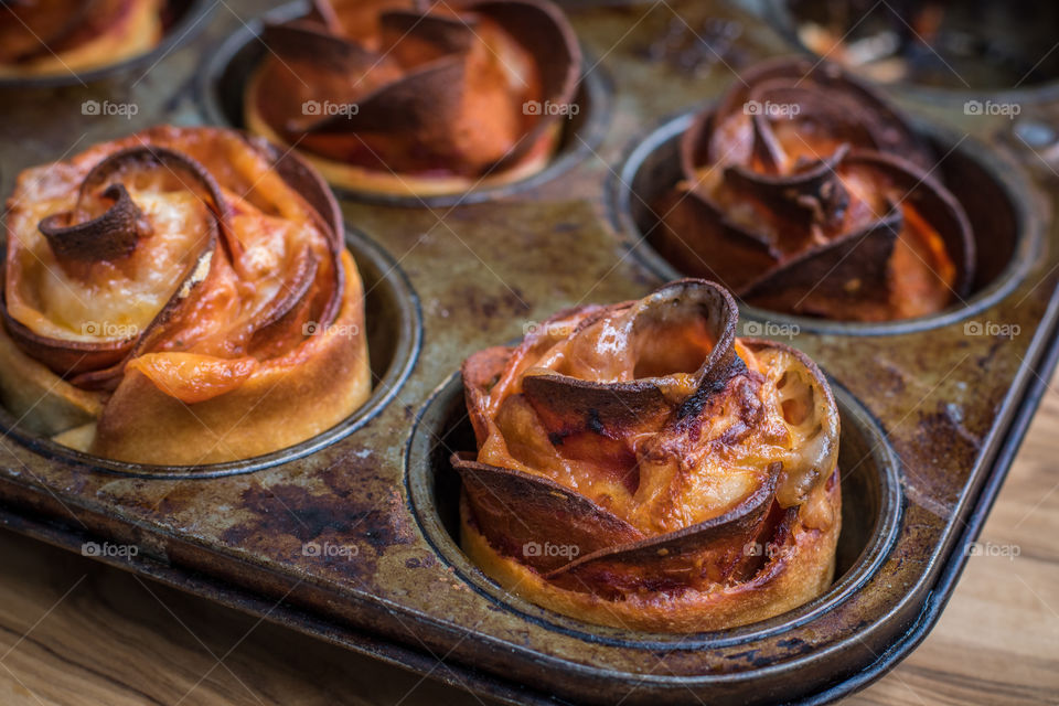 Homemade pepperoni pizza roses