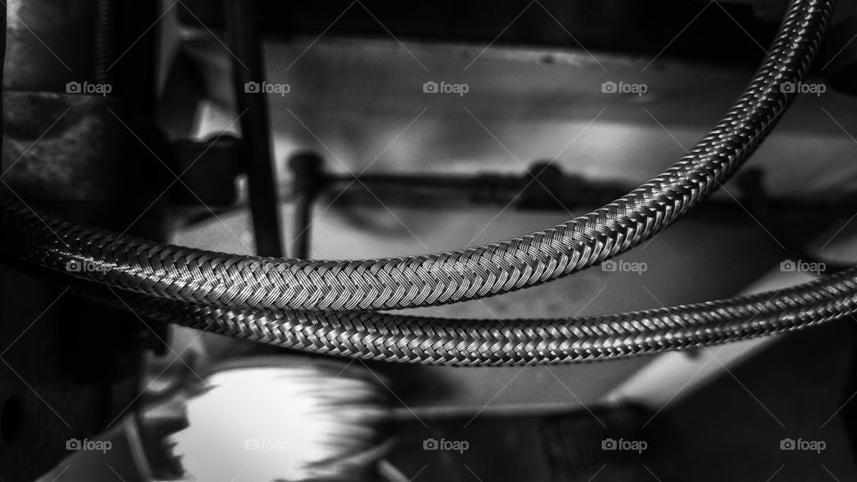 Abstrato, equipamento, máquina, oficina, parafusos, ferro, motor, pressão, mangueiras...