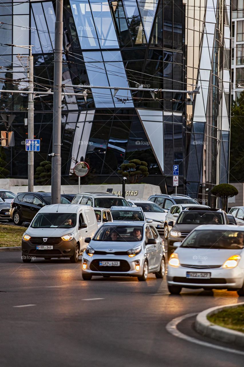 Evening traffic in the city