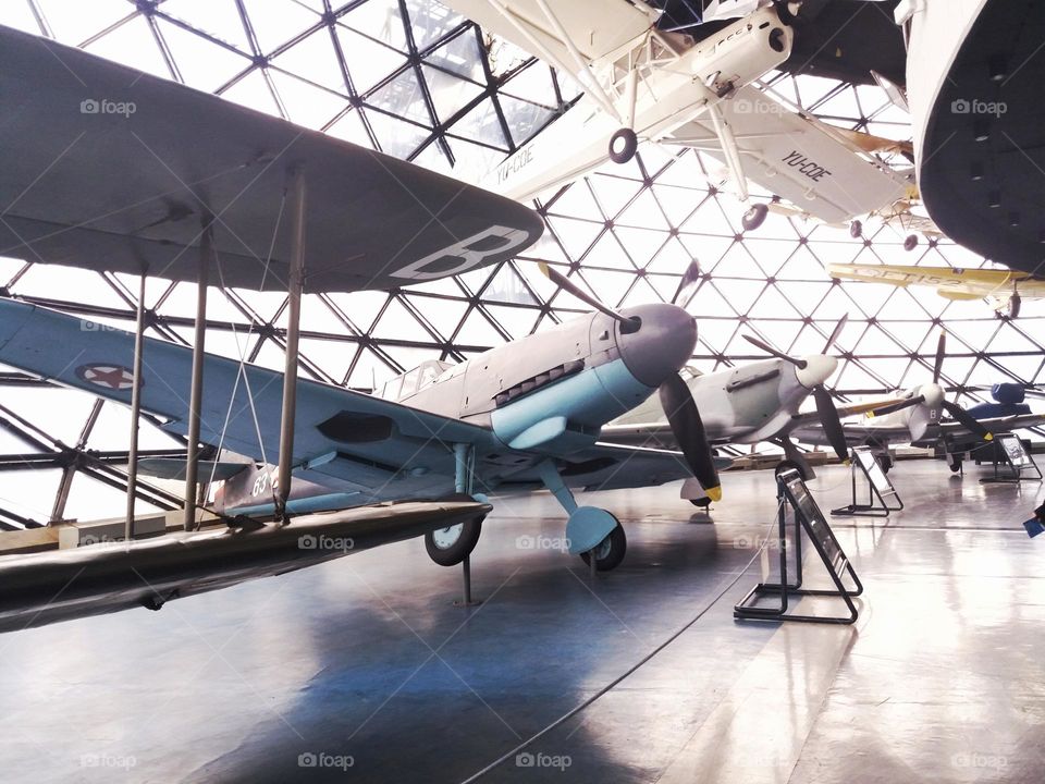 White plane in the aviation museum