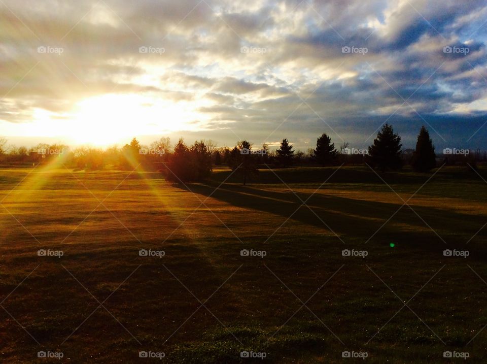 Sunset on golf course