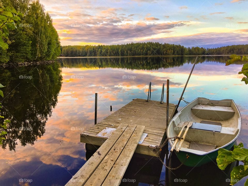 Trees reflecting on the lake