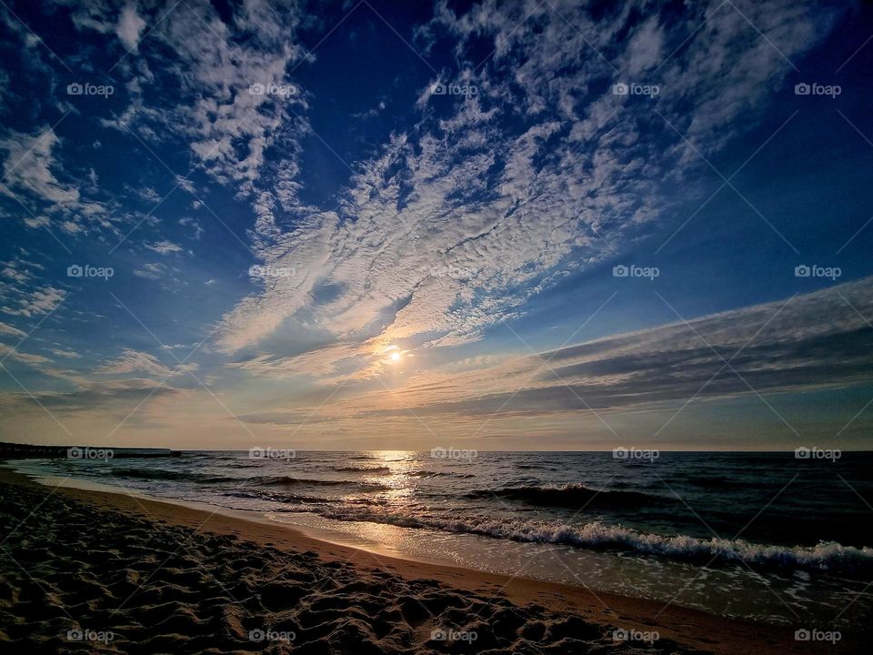 sunset on the beach, Polish sea