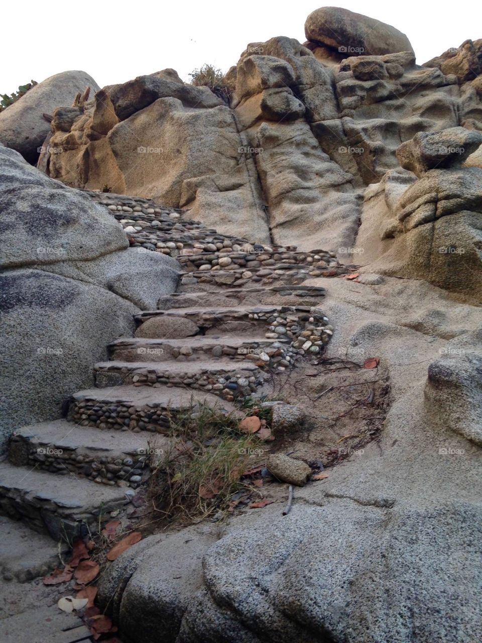Stone pathway amongst granite boulders 
